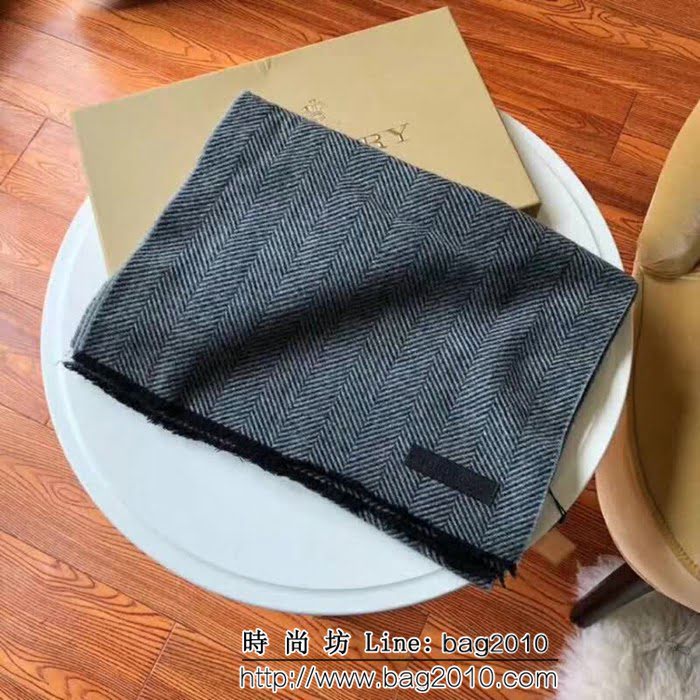BURBERRY巴寶莉 歐洲原單真皮LOGO標男士羊絨圍巾 LLWJ6258
